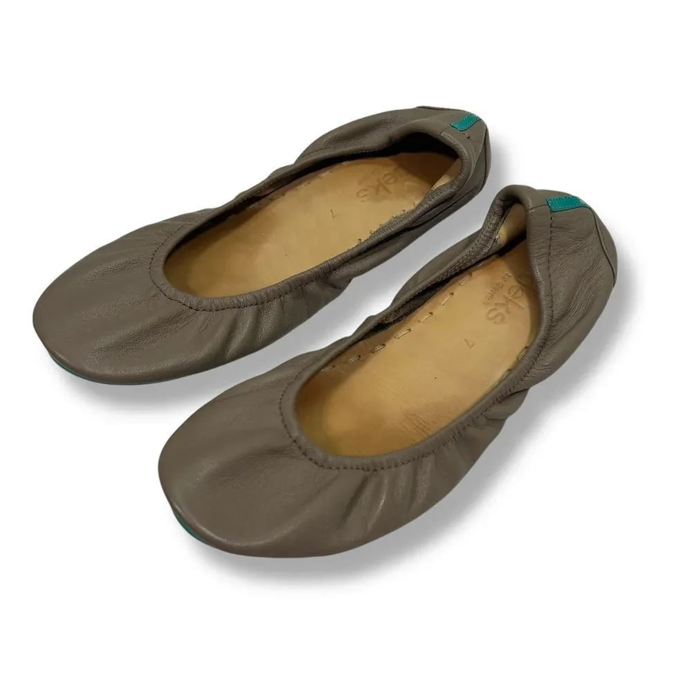 Tieks by Gavrieli Taupe Leather‎ Ballet Flats Foldable Comfort Travel Shoes 7